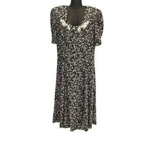Vintage Y2K XL Ms Conduct Floral Black and White Dress
